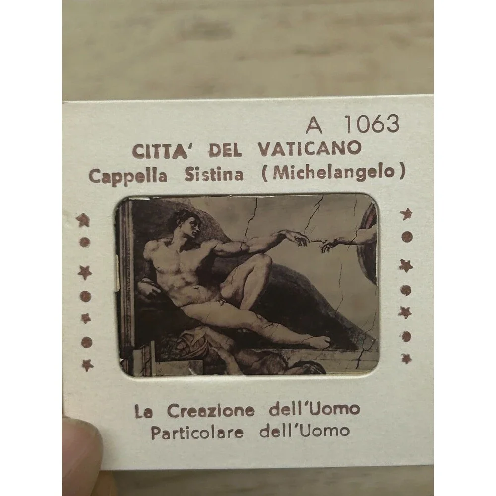 Vtg Souvenir Set Of 12 Color Slides 35mm From Vaticano Capella Sistina Paintings
